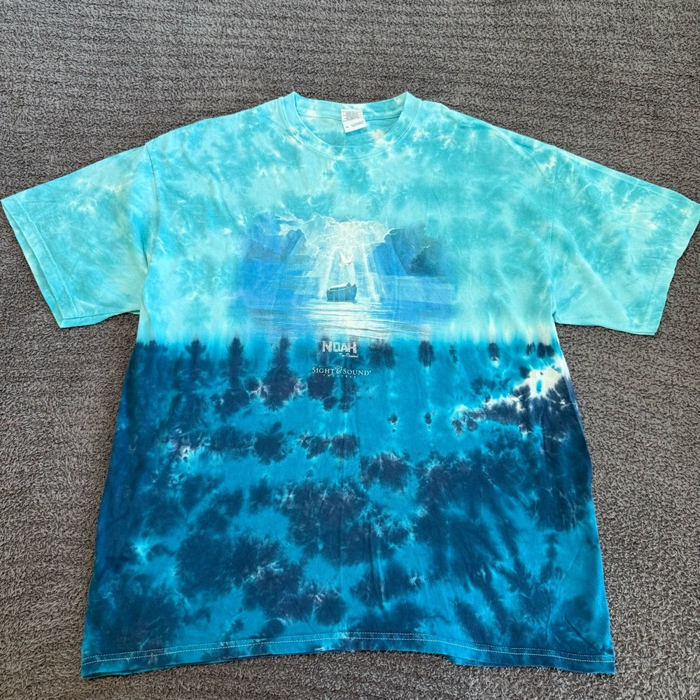 🔥Y2K Noah and the Ark Tie-Dye Tee Mens XL Jesus Shirt Christian Sight & Sound